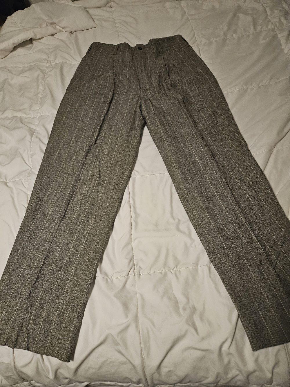 Men's Gray Pinstripe Dress Pants